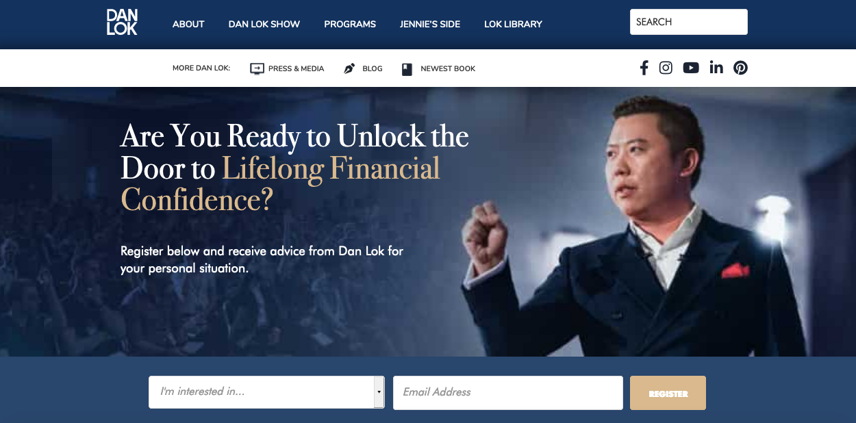 personal branding of Dan Lok with his website