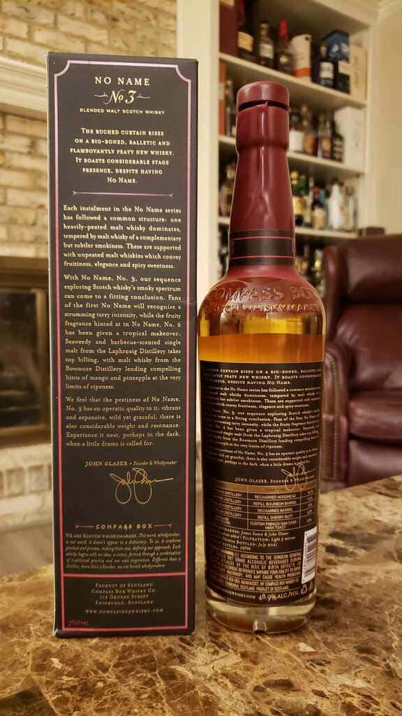 Compass Box Back of Box and Bottle