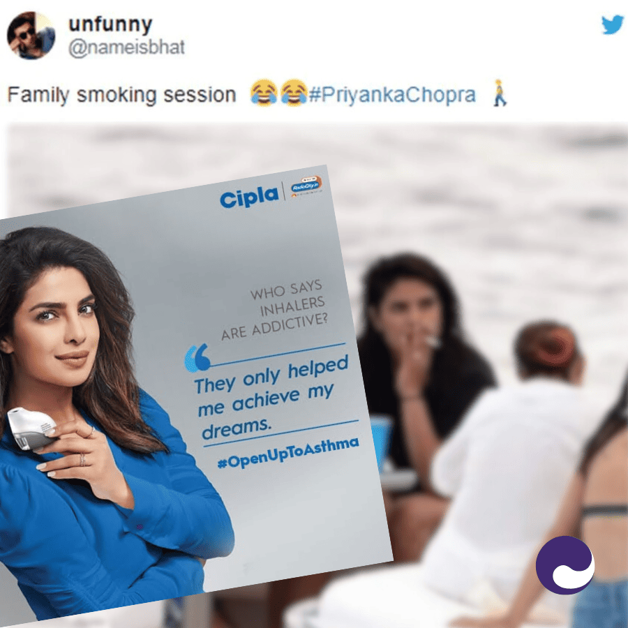 Priyanka Chopra on BreathFree Campaign post, smoking a cigarette